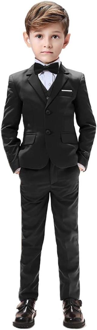 Boys Suits 5 Pieces Slim Fit Blazer Pants Black Blue Outfit Suit for Wedding (7)