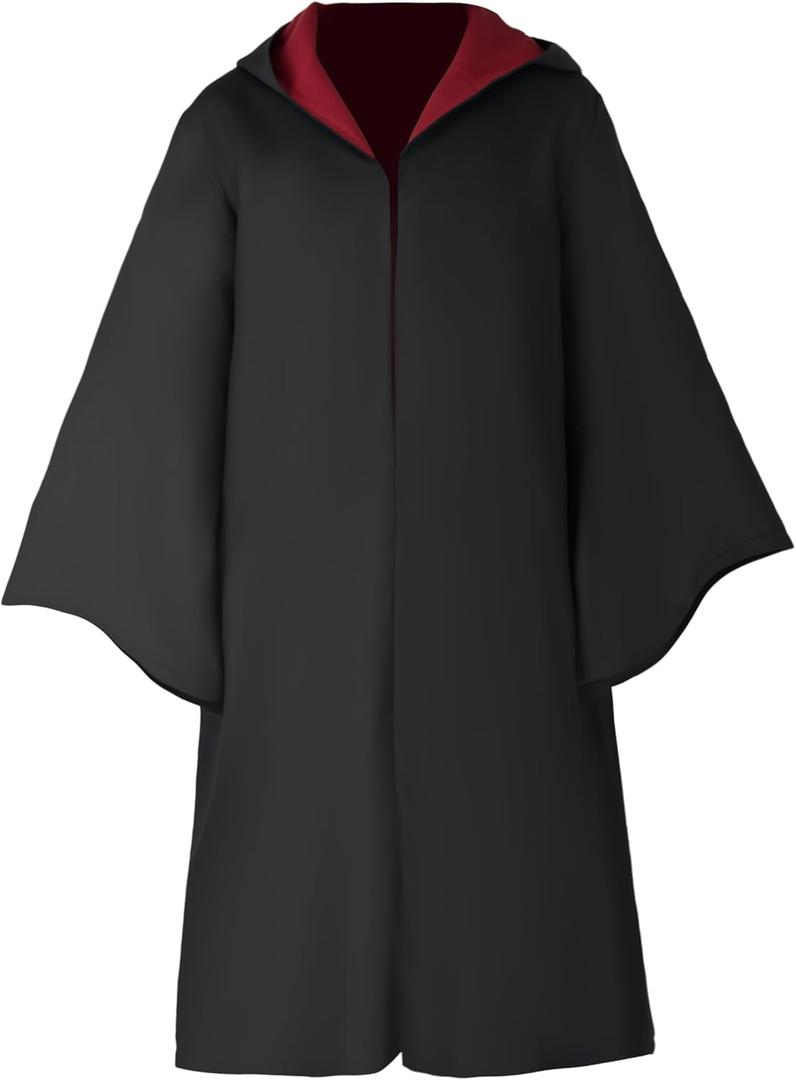Wizard Robe with Hood, Unisex Wizard Cloak Cosplay Halloween Costume Dress Up for Adult and Teens, Men and Women (Medium)