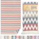 Turkish Beach Towel 35x67 100% Cotton, Quick Dry, Lightweight Oversized Beach Towel for Pool & Travel Zig Zag Navy Red Color