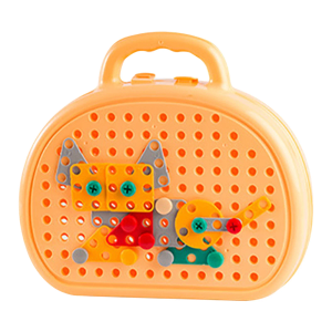 Magic Montessori Play Toolbox, Thrsday Creative Tool Box, Montessori Play Toolbox with Drill, Mosaic Puzzle Toy with Electric Drill Screw Tool Set for Kids Ages 3-12 Years Old (Yellow)