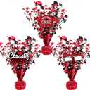 3 Pcs Graduation Table Centerpieces - Balloon Weight Centerpieces Blue Glitter Foil Graduate Cap Centerpieces for 2025 Graduation Party Table Decorations (red)