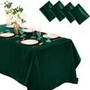 Horbaunal 4 Pack Dark Green Satin Tablecloth 60 x 102 Inches Rectangle Satin Table Cover Bright Silky Table Cloth Smooth Table Decoration for Wedding Party Banquet