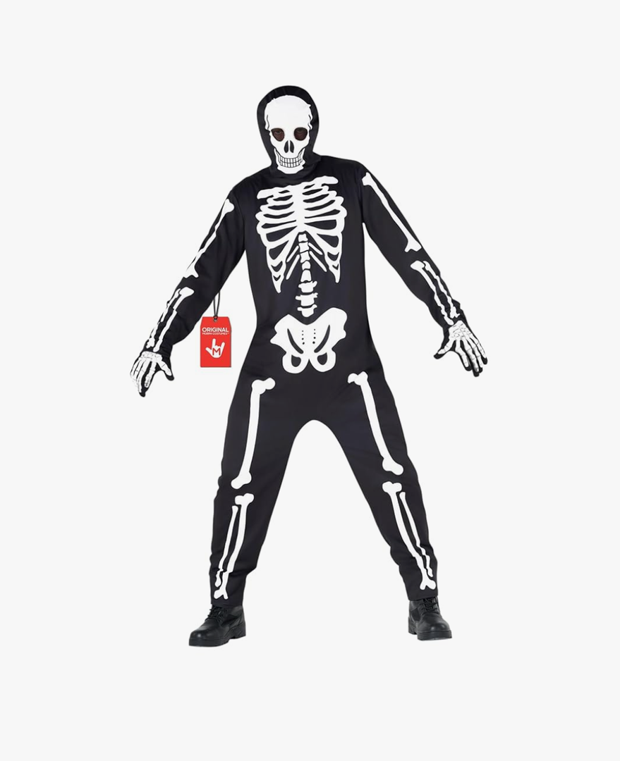 Morph Mens Skeleton Costume, Adult Skeleton Costume, Halloween Skeletons Suit Adults, Halloween Costumes for Men, L