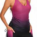 Halcurt Women's Two Piece Swimsuits Tankini Sets with Shorts and Pocket Tummy Control Drawstring Bathing Suit (Purple, S)