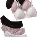 MakeMeChic Women's Sexy Lingerie Set Lace Matching Bra and Panty Set (Large, Multicolored), L