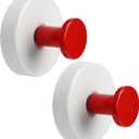 Suction Cup Hooks for Shower No-Drill Bathroom Hooks for Towels, Robes, Loofah Mountable on Bathroom Walls, Kitchen, Glass, Mirrors, Tile and Smooth,Non-Porous Surfaces (2, Red White)