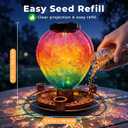 Solar Bird Feeders for Outdoors Hanging, Hot Air Balloon Solar Lantern with Butterfly Pattern, Outdoor Waterproof Decorative Bird Feeder for Garden Yard Balcony, Garden Gifts for Women