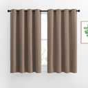 NICETOWN Insulated Blackout Curtains and Drapes - Microfiber Energy Saving Thermal Insulated Solid Grommet Blackout Draperies for Kitchen (1 Pair, 52 inches by 54 Inch, Cappuccino)