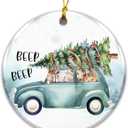 Animal Car Ornament 2025, Farmer Ornament Cute Woodland Animals in Car with Christmas Tree  Watercolor Kids Christmas Ornament  Holiday Keepsake Gift for Family, Children, Animal Lovers, Teachers