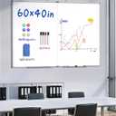 60"X 40" Large Magnetic Dry Erase Whiteboard, Wall Hanging Board with 4 Pens & 1 Dry Erasers & 6 Magnets, Sliver Aluminum Frame White