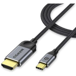 QGeeM USB C to HDMI Cable Adapter 6FT 4K, USB Type C to HDMI Thunderbolt 3/4 Compatible for iPhone 16, Galaxy, MacBook Pro/air, IPad pro, Surface,Dell XPS, HP, Thinkpad, Pixelbook, and More (Gray)