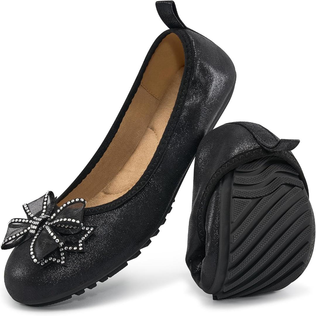 Aomigoct Ballet Flats for Women Shoes: Comfortable Round Toe Work Flats - Ladies Wedding Slip On Dressy Shoes, 6.5