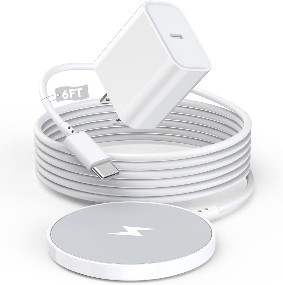 Magnetic Wireless Charger[Apple MFi Certified]15W Apple Wireless Mag safe Charger 6FT Magnetic iPhone Fast Charging Pad Flat for iPhone Air/17 Pro Max/16 Pro/15 Plus/14/13/12 Series, AirPods Pro3/Pro2
