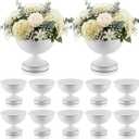 12 Pcs White Urn Vases for Centerpieces 6 Inch Hammered Compote Bowl Vases Set for Wedding Vintage Metal Vase Table Decoration with Anti-Slip Mat for Christmas Anniversary Party