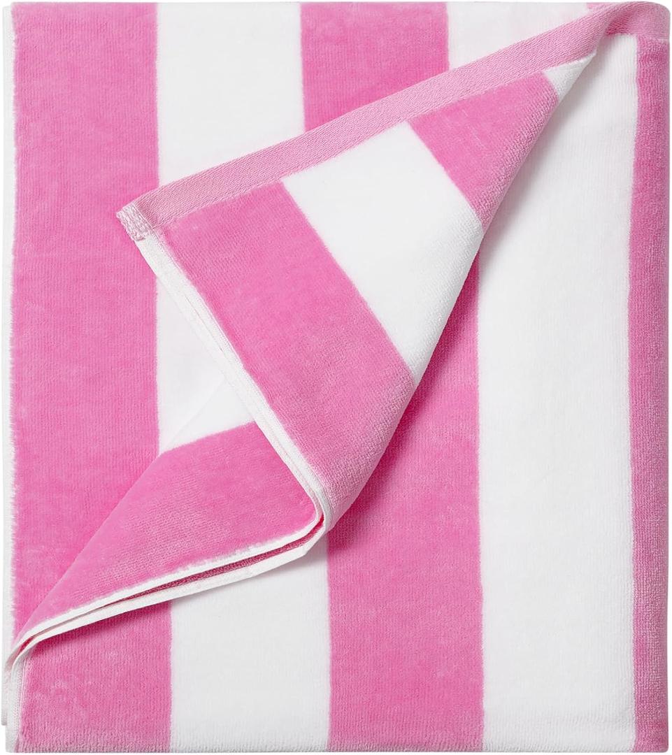 LULUHOME Large Oversized Beach Towel - Big Cotton 36 x 70 Inch Striped Pool Towel, Large Cabana Soft Swimming Towel for Adult Men Women,Pink