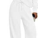 PRETTYGARDEN Women's 2 Piece Outfits Spring Sweatsuits Oversized Hoodies Wide Leg Sweatpants Tracksuits Lounge Matching Sets (Medium, White)
