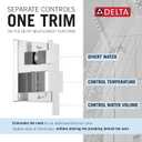 Delta Modern 14 Series Square Rain Shower System Faucet Set, Rainfall Chrome Shower Head and Handle Set, Valve Trim Kit, 10 Inch, Chrome T342701 (Valve Not Included)
