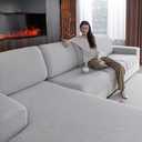 OHSIO Couch Cushion Covers for Sectional Sofa, Stretch Soft Sofa Slipcovers Washable Wear-Resistant Universal Furniture Protector for Living Room(3 Seaters Covers+1 Chaise Cover, Light Gray)
