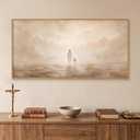 Christian Jesus and Lost Lamb Framed Canvas Wall Art-40"x20"x1