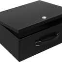 Dalmbox Portable Metal Safe Box with Key Lock - Fire Resistant Storage for Documents, Car, Home and Outside - X Large 13.2"x 11"x 5.1" Black Box