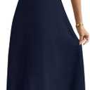 Floerns Women's V Neck Half Sleeve Ruched Cocktail Evening A Line Long Dress (Blue Ink) L