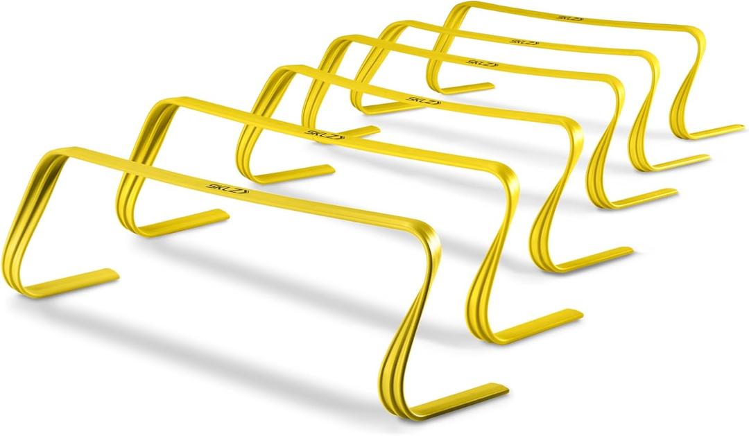 SKLZ 6X Ultra Durable Agility Hurdles - for Athletes of All Skill Levels,6pk of 6-in Tall Hurdles,Bright Yellow Color,Made of Durable, Composite Materials,Easy to Set up & Transport,Comes w/Carry Bag