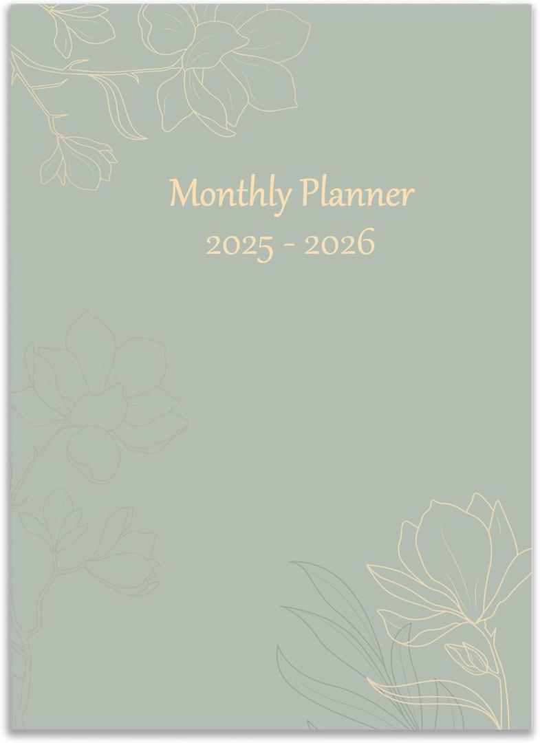 Simplified 2025-2026 Monthly Planner and Calendar Book. Runs From October 2025 - December 2026, Monthly Planner 2025-2026 Easy to Organize Your Daily Life, 7" x 10", Green