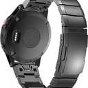 26mm Titanium Metal Quick Fit WatchBand Compatible for Tactix 8 51mm/Instinct 3 50mm/Fenix 8 51mm/Fenix 6X Pro/7X Pro,22mm Band for Tactix 8 47mm/ Instinct 3 45mm/ Fenix 8 47mm/Forerunner 965 (grey)