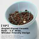 Elevated Ceramic Cat Food Bowl - 5.5" Wide Dish for Whikser Friendly, 6.6" Height for Easy Feeding, Lead & Cadmium Free, Durable Raised Cat Food Bowls, Blue