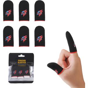 2 x Gaming Finger Sleeves Smooth Touch Screen Thumb Protector, Sweat-Proof Mobile Game Controller Accessories, Black (Black Finger Sleeves (6 PCS))
