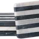 Thirstystone Marble Black & White Striped Coasters with Protective Cork Backing 4" Square Absorbent, Artistic, Elegant