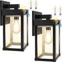 Solar Wall Lights Outdoor with 3 Lighting Modes & Motion Sensor, Solar Porch Light with 2 Bulbs, Waterproof Outdoor Wall Sconce Lantern Lamp Fixture for Garage Porch Shed Barn Yard Garden Front Door