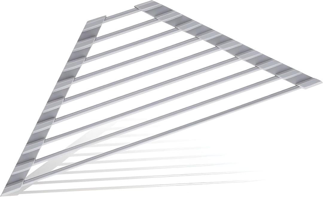 Mistifi Full Silicone-Coated Triangle Roll-Up Dish Drying Rack with Steel Core for Sink Corners – Multipurpose Over-The-Sink Kitchen Drainer & Space-Saving Organizer