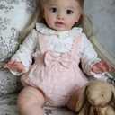 Pinky Reborn Big Size 26 Inch Big Realistic Reborn Toddler Girl Doll Handmade Silicone Soft Vinyl Limbs and Cloth Body Baby Doll that Look Real Lifelike Newborn Baby Dolls Toy Set for Kids