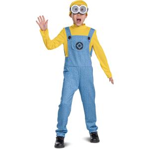 Bob Minions Costume for Kids, Official Minion Jumpsuit Outfit with Goggles and Hat, Classic Size Small (4-6)