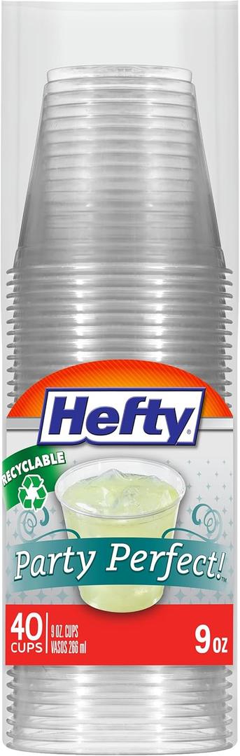 Hefty Deluxe Clear Plastic Party Cups (9 Ounce, 40 Count)