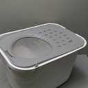 IRIS USA Cat Litter Box, Large Cat Box Enclosure, Top Entry with Litter Catching Lid, Enclosed with Scoop, White/Gray (White w/ Scoop)