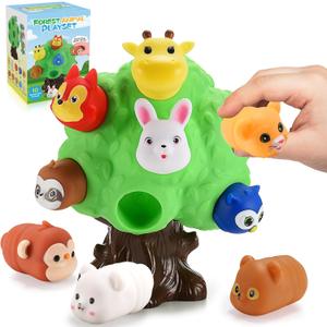 Gifts for 1-5 Year Old Boys, Toddler Toys Farm Animal Learning Toy for Toddlers 1-6 Forest Animal Playset Montessori Toys for 2-6 Girls Sensory Easter Birthday Gifts for Boys (Colorful)