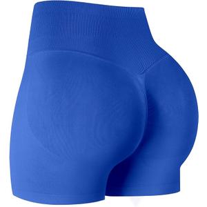 Workout Gym Shorts Women, High Waisted Seamless Butt Lifting Scrunch Butt Sports Shorts Small Blue
