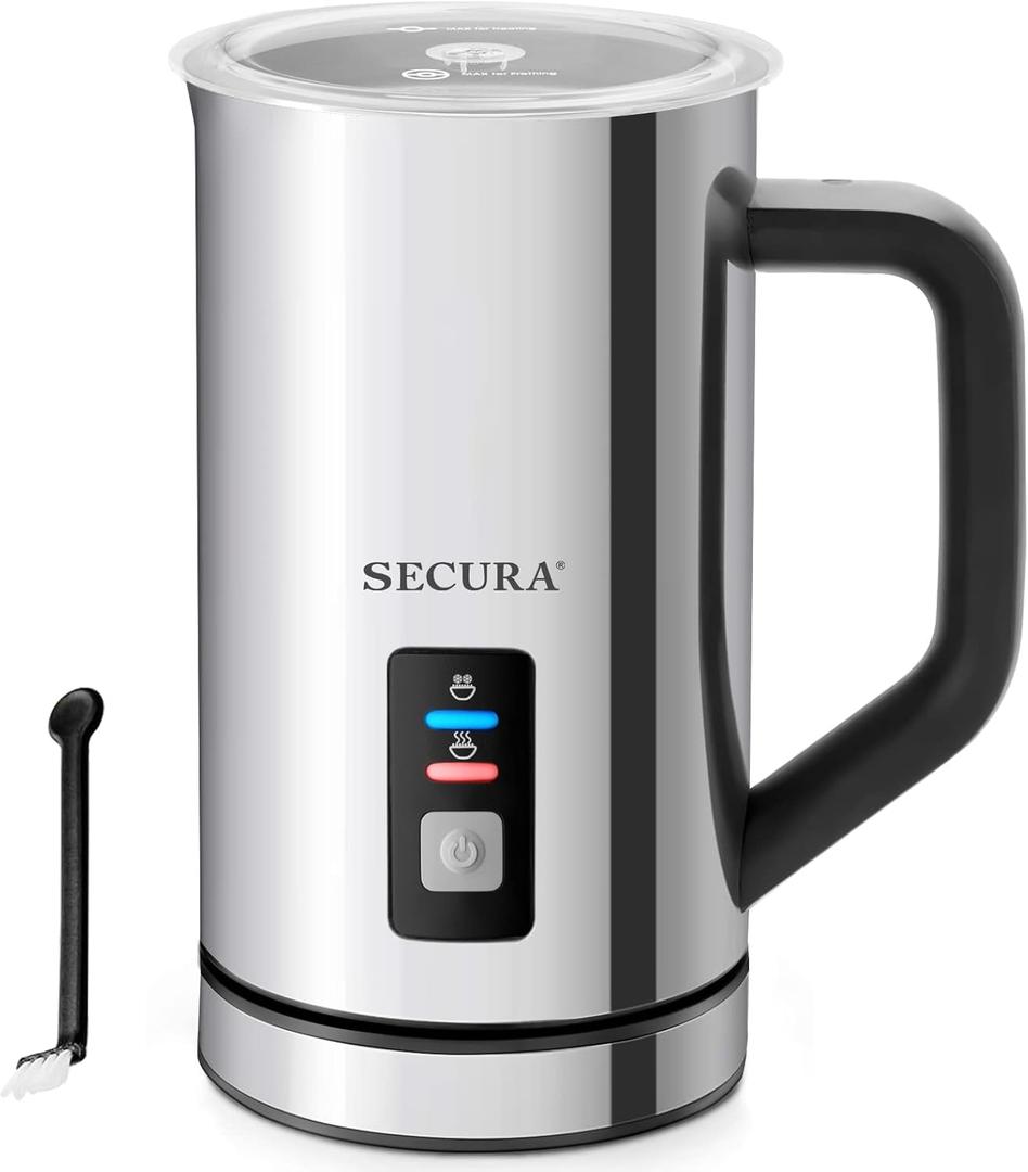 Secura Milk Frother, Electric Milk Steamer Stainless Steel, 16.9oz/ 500ml Automatic Hot and Cold Foam Maker and Milk Warmer for Latte, Cappuccinos, Macchiato, 120V
