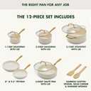 GreenPan 12 Piece Nonstick Swift Cookware Set, Ceramic PFAS-Free Pots & Pans with Lids, Dishwasher & Oven/Broiler Safe to 600F, Kitchen Cooking Set, Sauce, Saute, Stock, Frying Pans, Cream, 12pc Pots & Pans Set