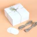 White Gift Boxes (Pack of 20) Size 8x8x4 Inches, Thick Paper Boxes with Lids, Tags & Jute Rope for Bridesmaid Proposals, Wedding Presents, Birthday Party Favor, Baby Shower and Christmas