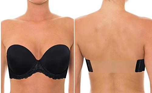 YANDW Strapless Lightly Padded Full Figured Coverage Bra Clear Back Multiway Invisible Straps Backless Brassiere for Women 75B