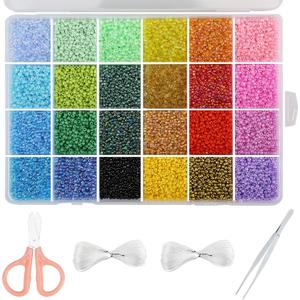 GREENTIME 22800pcs Glass Seed Beads for Bracelets Making Kit, Small Craft Beads 11/0 Waist Beads for DIY Bracelet Necklaces Craft Making Supplies (24 Colors)