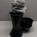 12 Pack Plastic Flower Bucket 11.8 Inch Tall Vase Bucket Cone Vase with Base for Cut Flower Multipurpose Buckets for Flower Bouquet Holder Centerpieces Decorations for Home Wedding (Black)