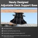 20Pack Adjustable Deck Support Pedestal, Floor Lift Plastic Deck Foundation Support Base for Floating Deck Platform, Height Adjustment Raising from 2-3/4"to 5-23/32"Black, Automatic Leveling