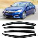 Window Rain Guards for 2008-2017 Honda Accord, Window Visor Guard Vent Wind Shade Deflector Rain Shield Protector Sun for 08-17 Accord 2009 2010 2011 2012 2013 2014 2015 2016 2017, Outside-Mount, 4PCS