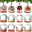 16 Pcs Acylic Christmas Photo Ornaments Christmas Ball Picture Frame Ornaments Hanging Picture Frame Memories Gifts DIY Keepsake Tree Decorations for Xmas Party Decor