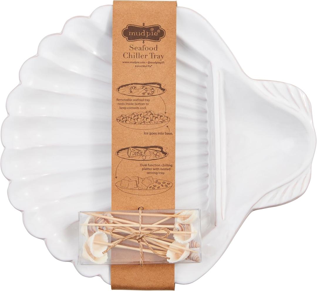 Mud Pie Sea Chiller Set; Chiller 10 3/4" x 8 3/4" | Toothpick 3"