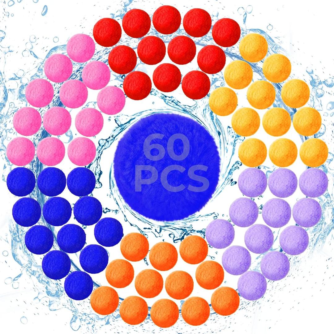 60 Pack Reusable Water Balls, Reusable Water Balloons for Outdoor Toys Games, Quick-Fill Summer Water Toys Ball for Kids Adults Boys Girls Pool Parties Beach Backyard